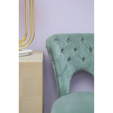 Orsina Villi Blue Velvet Tufted Dining Chair with Gold Tipped Legs