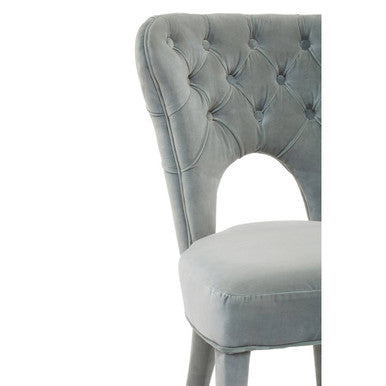 Orsina Villi Blue Velvet Tufted Dining Chair with Gold Tipped Legs