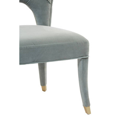 Orsina Villi Blue Velvet Tufted Dining Chair with Gold Tipped Legs