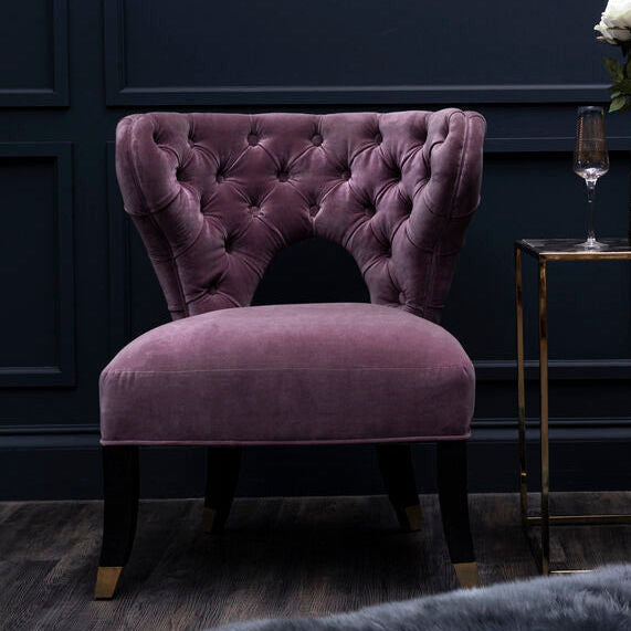 Orsina Villi Lilac Velvet Accent Chair – Tufted Modern Armchair