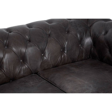 Orsina Victor 2 Seater Chesterfield Sofa – Dark Grey Brown Leather