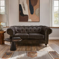 Orsina Victor 2 Seater Chesterfield Sofa – Dark Grey Brown Leather