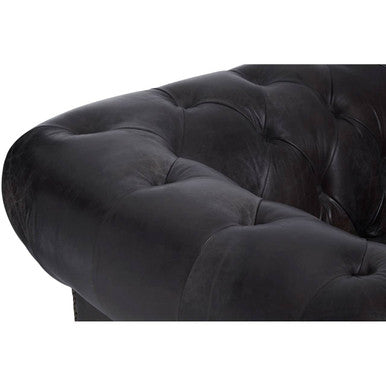 Orsina Victor Chesterfield Chair – Dark Grey Brown Leather Accent Armchair