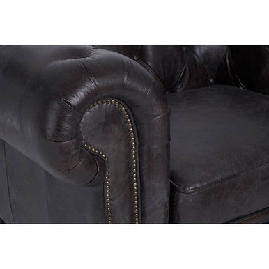 Orsina Victor Chesterfield Chair – Dark Grey Brown Leather Accent Armchair