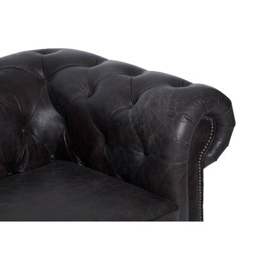Orsina Victor Chesterfield Chair – Dark Grey Brown Leather Accent Armchair