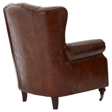 Orsina Victor Brown Leather Scroll Armchair – Modern Living Room Chair