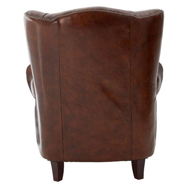 Orsina Victor Brown Leather Scroll Armchair – Modern Living Room Chair