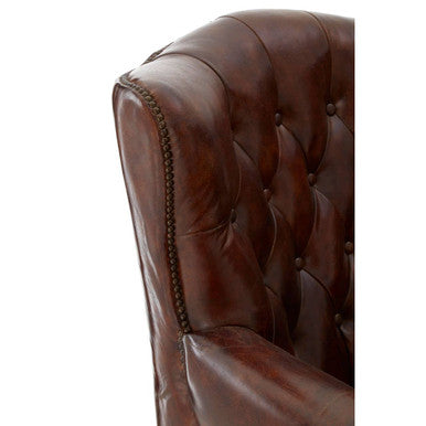 Orsina Victor Brown Leather Scroll Armchair – Modern Living Room Chair