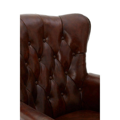 Orsina Victor Brown Leather Scroll Armchair – Modern Living Room Chair