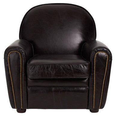 Orsina Victor Black Leather Classic Armchair – Modern Minimalist Seating