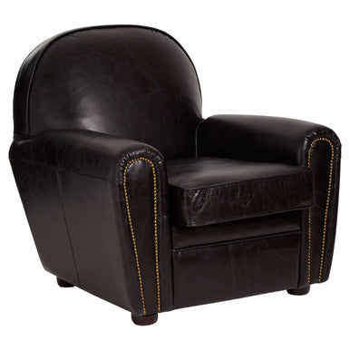 Orsina Victor Black Leather Classic Armchair – Modern Minimalist Seating
