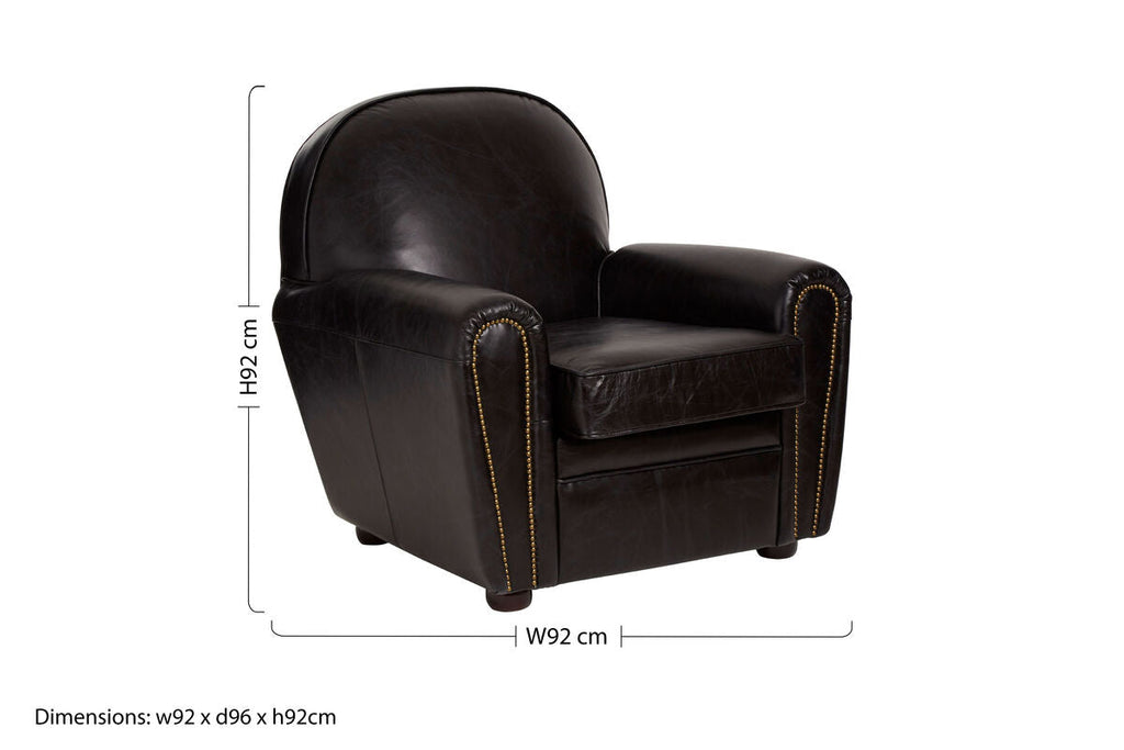 Orsina Victor Black Leather Classic Armchair – Modern Minimalist Seating