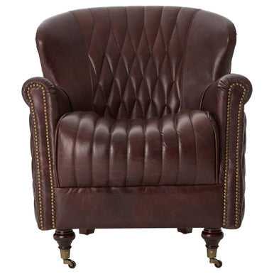 Orsina Victor Brown Leather Winged Back Armchair | Modern Wingback Chair