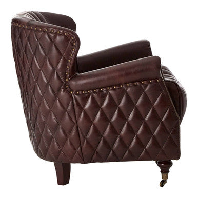 Orsina Victor Brown Leather Winged Back Armchair | Modern Wingback Chair