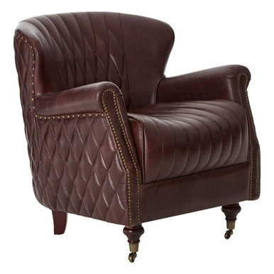 Orsina Victor Brown Leather Winged Back Armchair | Modern Wingback Chair