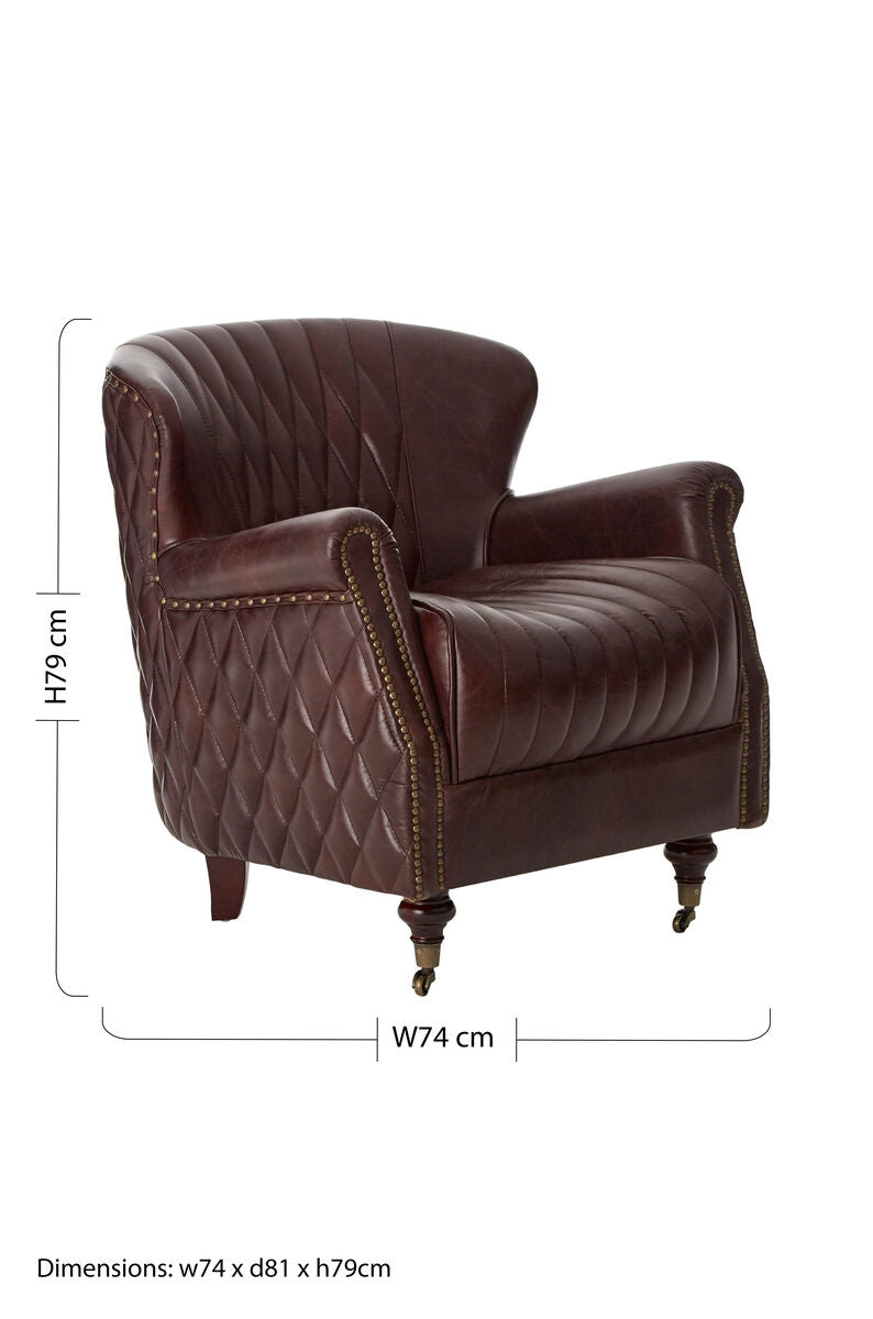 Orsina Victor Brown Leather Winged Back Armchair | Modern Wingback Chair