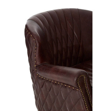Orsina Victor Brown Leather Winged Back Armchair | Modern Wingback Chair