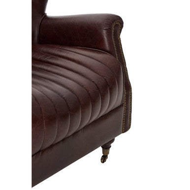 Orsina Victor Brown Leather Winged Back Armchair | Modern Wingback Chair