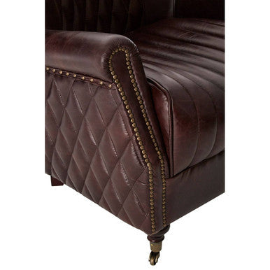 Orsina Victor Brown Leather Winged Back Armchair | Modern Wingback Chair