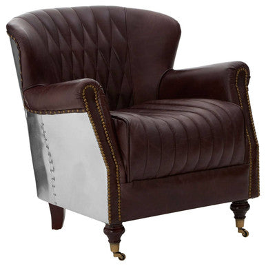 Orsina Victor Brown Leather Armchair | Modern Minimalist Lounge Chair