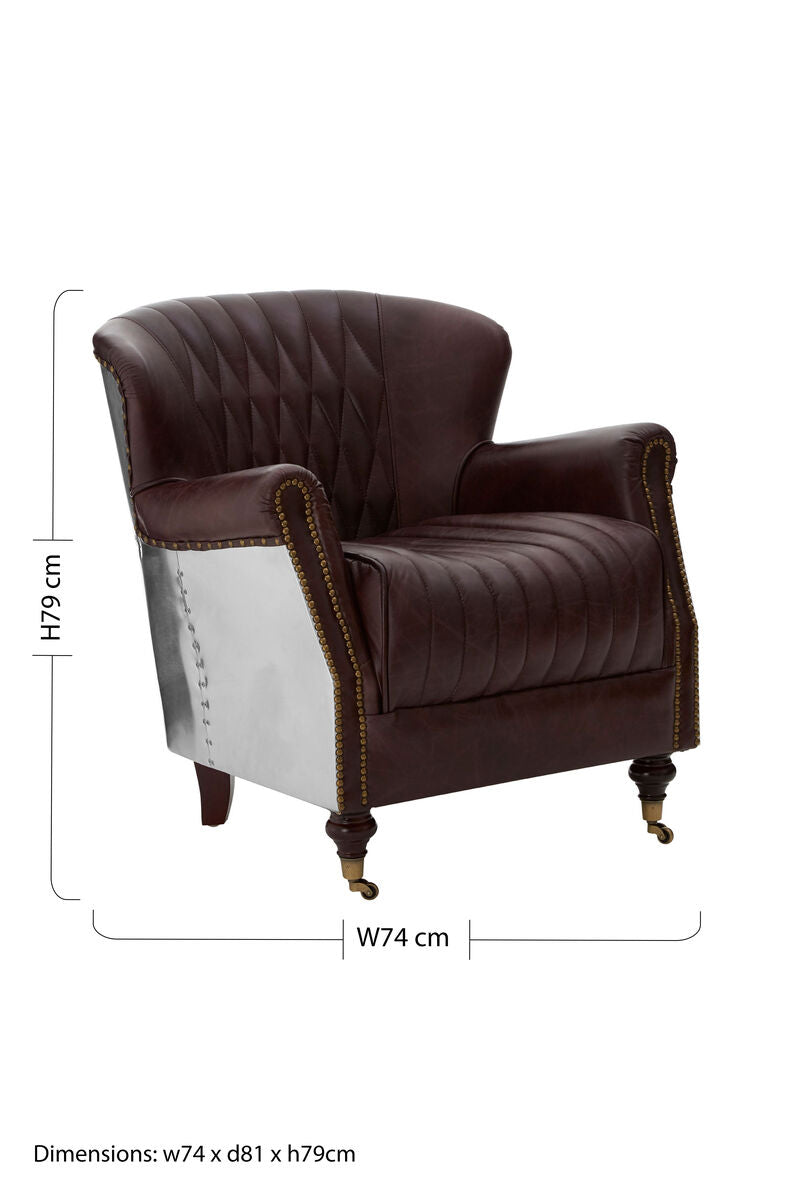 Orsina Victor Brown Leather Armchair | Modern Minimalist Lounge Chair