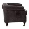 Orsina Victor Curved Leather Armchair – Dark Grey Brown Accent Chair