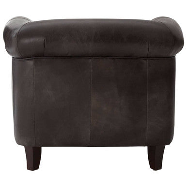 Orsina Victor Curved Leather Armchair – Dark Grey Brown Accent Chair
