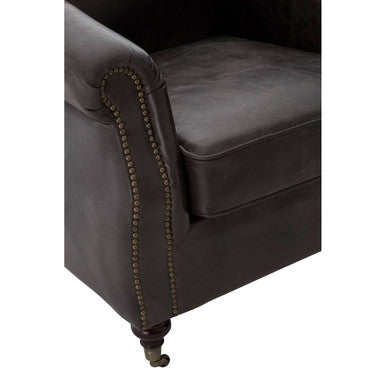 Orsina Victor Curved Leather Armchair – Dark Grey Brown Accent Chair