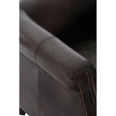 Orsina Victor Curved Leather Armchair – Dark Grey Brown Accent Chair