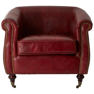 Orsina Victor Deep Red Leather Armchair – Modern Luxury Accent Chair