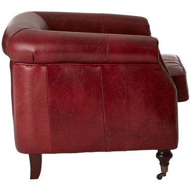 Orsina Victor Deep Red Leather Armchair – Modern Luxury Accent Chair