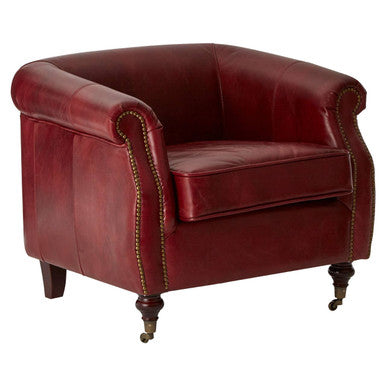 Orsina Victor Deep Red Leather Armchair – Modern Luxury Accent Chair