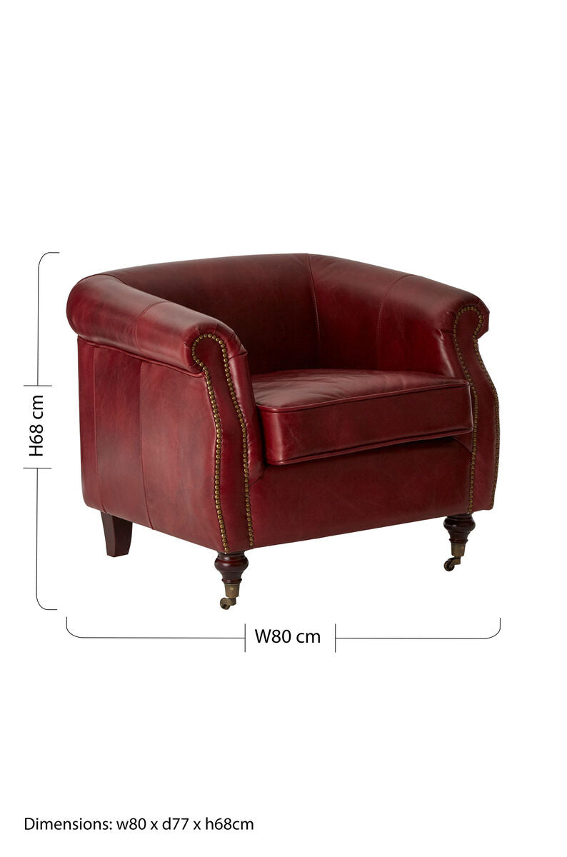 Orsina Victor Deep Red Leather Armchair – Modern Luxury Accent Chair