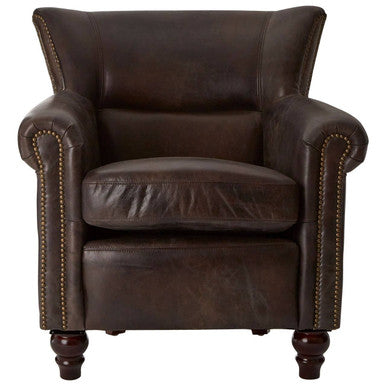 Orsina Victor Leather Armchair – Modern Dark Grey Brown Lounge Chair
