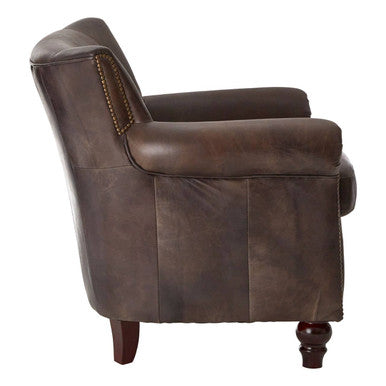 Orsina Victor Leather Armchair – Modern Dark Grey Brown Lounge Chair