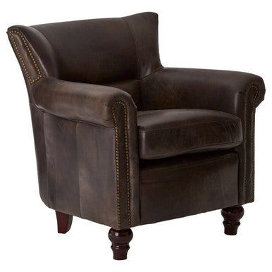 Orsina Victor Leather Armchair – Modern Dark Grey Brown Lounge Chair