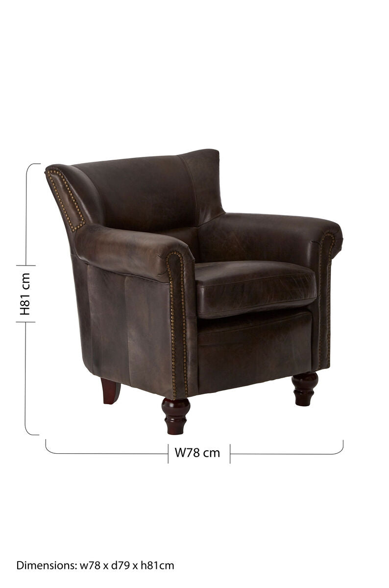Orsina Victor Leather Armchair – Modern Dark Grey Brown Lounge Chair