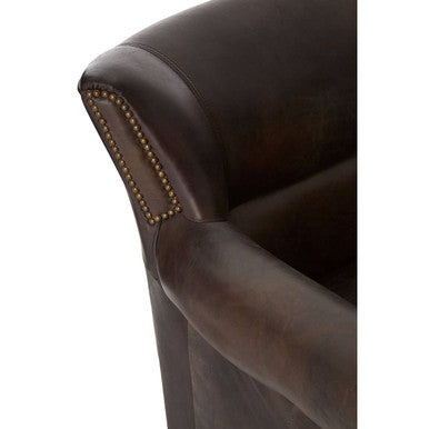 Orsina Victor Leather Armchair – Modern Dark Grey Brown Lounge Chair