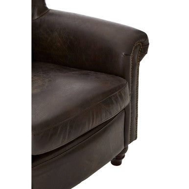Orsina Victor Leather Armchair – Modern Dark Grey Brown Lounge Chair