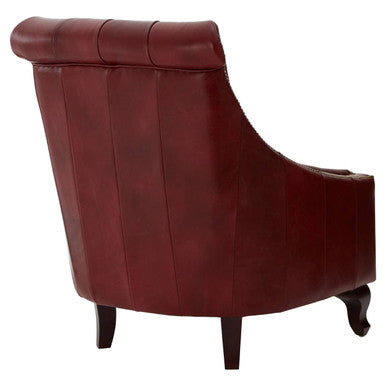 Orsina Victor Deep Red Leather Lounge Chair – Tufted Accent Seating
