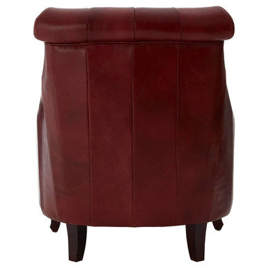 Orsina Victor Deep Red Leather Lounge Chair – Tufted Accent Seating
