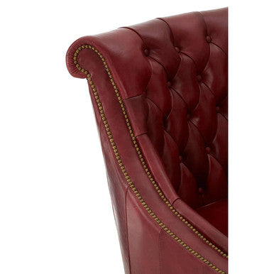Orsina Victor Deep Red Leather Lounge Chair – Tufted Accent Seating