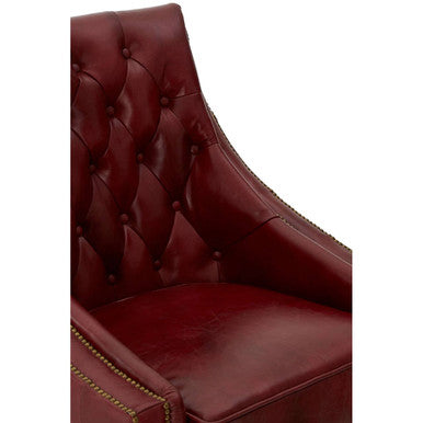 Orsina Victor Deep Red Leather Lounge Chair – Tufted Accent Seating