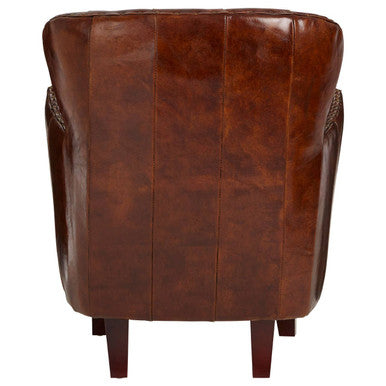 Orsina Victor Brown Leather Armchair – Button Tufted Modern Seating