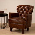 Orsina Victor Brown Leather Armchair – Button Tufted Modern Seating