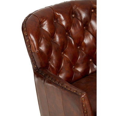 Orsina Victor Brown Leather Armchair – Button Tufted Modern Seating