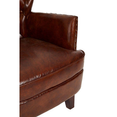 Orsina Victor Brown Leather Armchair – Button Tufted Modern Seating