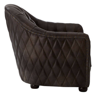 Orsina Victor Leather Tub Chair – Dark Grey Brown Modern Accent Seat