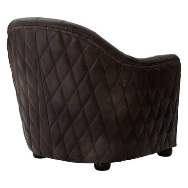 Orsina Victor Leather Tub Chair – Dark Grey Brown Modern Accent Seat