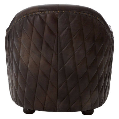 Orsina Victor Leather Tub Chair – Dark Grey Brown Modern Accent Seat